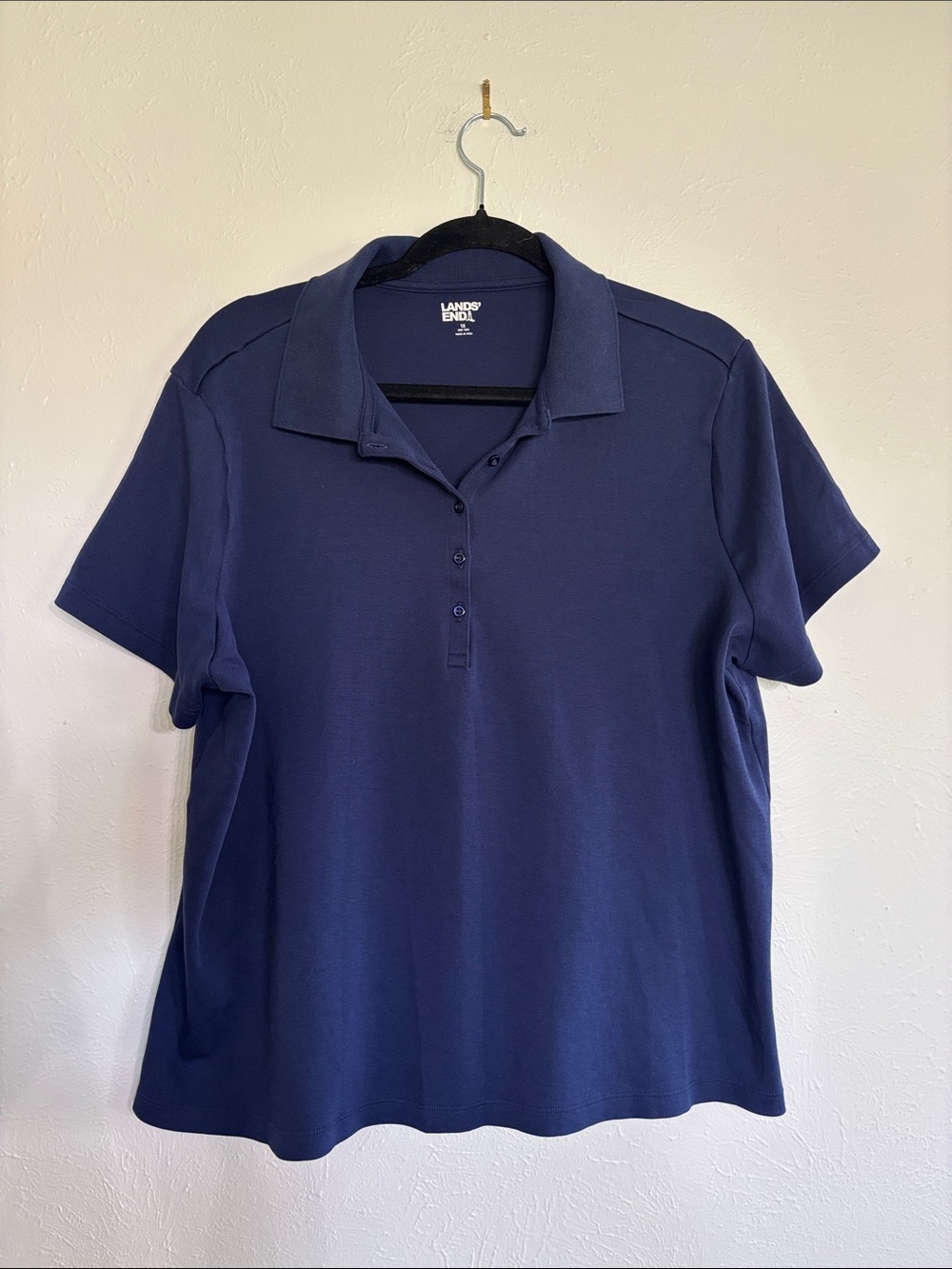 Lands' End Navy Short Sleeve Polo Shirt